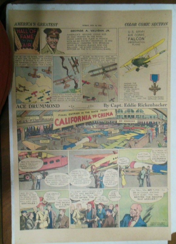 Ace Drummond Sunday by Capt Eddie Rickenbacker from 7/14/1935 Large Full Page !