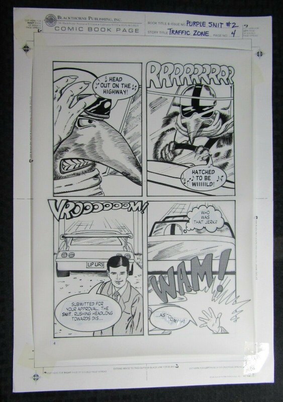 1980's PURPLE SNIT #2 Traffic Zone Original Art 14x20.5 pg.4 Wild Highway