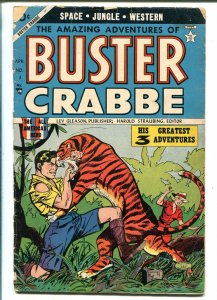 Buster Crabbe #3 1954-Lev Gleason-tiger fight cover-Alex Toth-sci-fi-G