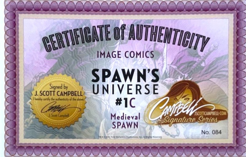 SPAWN's UNIVERSE #1 A B C D: 4 ISSUE SET  J SCOTT CAMPBELL SIGNED & SEALED W/COA