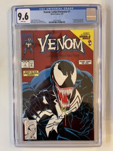 Venom: Lethal Protector 1 CGC 9.6 WHITE pages 1st Venom in own title, foil cover