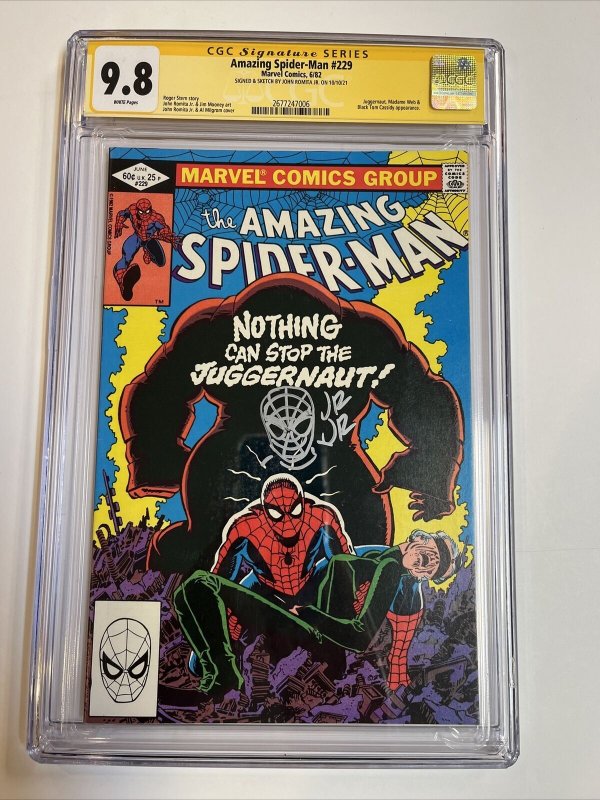 Amazing Spider-Man (1982) # 229 (CGC 9.8 SS WP) Signed  & Sketch Romita Jr