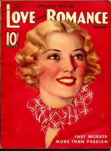 Dream World Love and Romance 2/1936-pin-up girl cover-Gloria Warren-spicy-FN