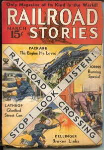 Railroad Stories 3/1934-Munsey-train crash cover-pulp adventure & thrills-VG/FN