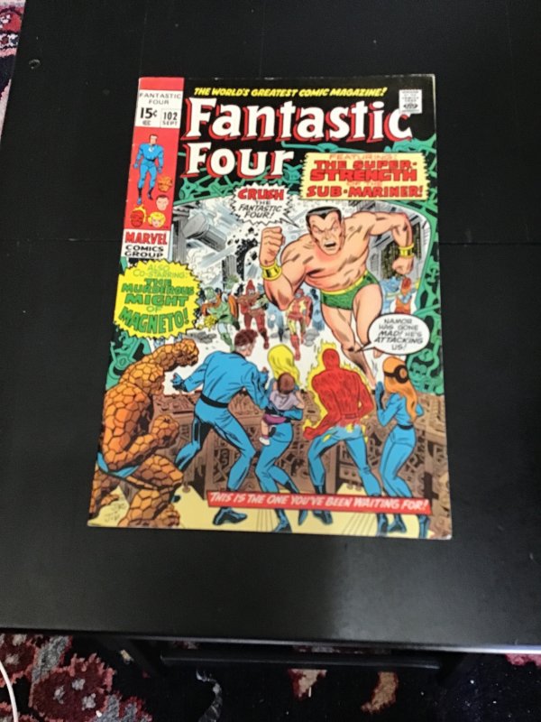 Fantastic Four #102 (1970) Namor vs FF High-Grade Kirby beauty NM- Boca CERT!