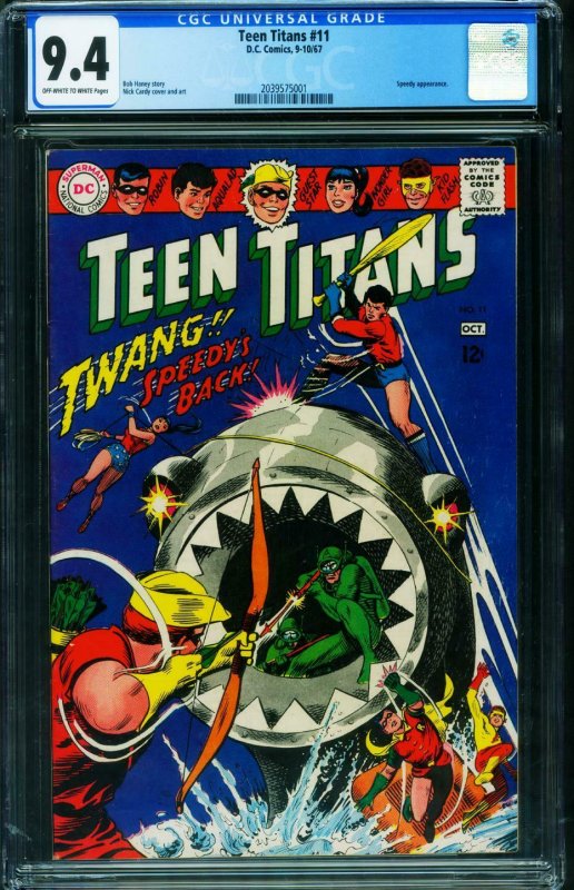 TEEN TITANS #11 cgc 9.4 comic book 1967 Robin Wonder Girl 2039575001