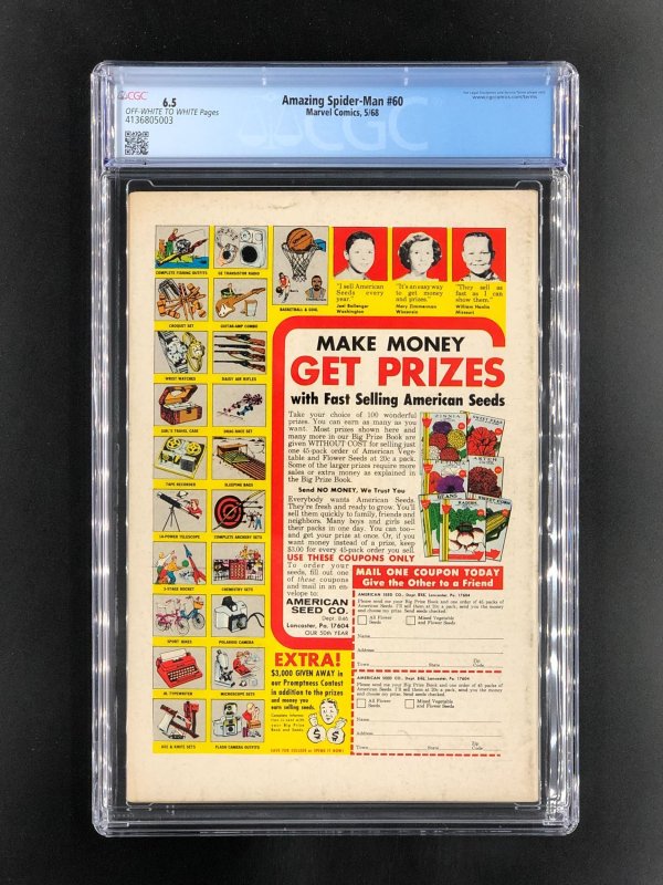 The Amazing Spider-Man #60 (1968) CGC 6.5 OW-W Pages Kingpin Appearance