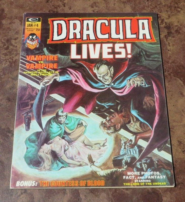 Dracula Lives #4 VF 1974 Horror Magazine Vampire Vs Vampire Haunted Hollywood