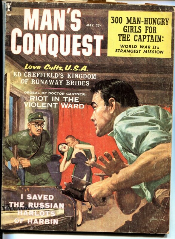 MAN'S CONQUEST-JUNE-1959-PULP THRILLS-GEORGE GROSS COVER ART- CHEESECAKE-fr