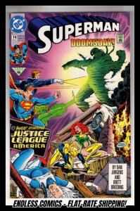 Superman #74 (1992) DOMSDAY! JUSTICE LEAGUE of AMERICA!     / EBI#1