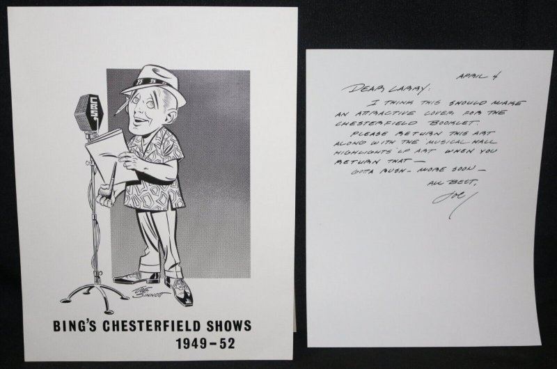 Bing Crosby Album Cover with Letter - 1952 Signed art by Joe Sinnott