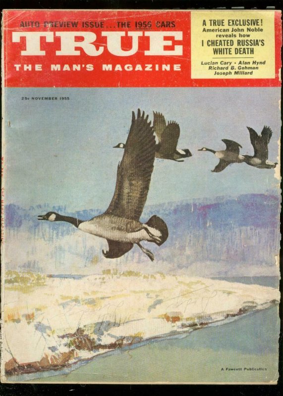 TRUE MAGAZINE NOV 1955-FAWCETT-HUNTING COVER G