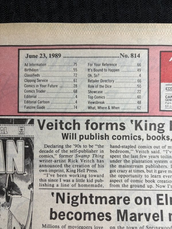 1989 COMICS BUYERS GUIDE Newspaper #814 VG+ 4.5 First Classics / Batman Movie