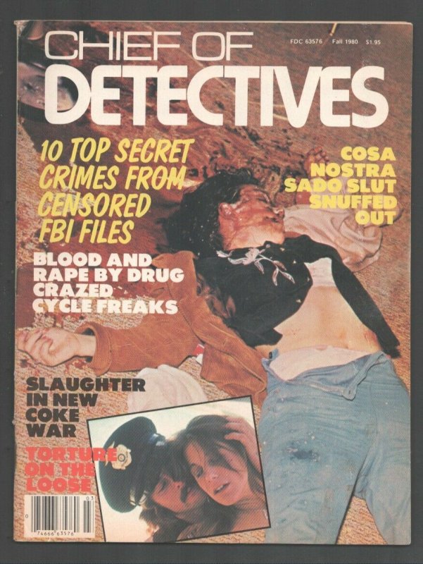 Chief of Detectives-Fall 1980-Murder scene cover-Drug Crazed Cycle Freaks-vio...