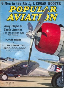 PULP:  Popular Aviation 8/1938-G-Men In The Air-J Edgar Hoover-VG