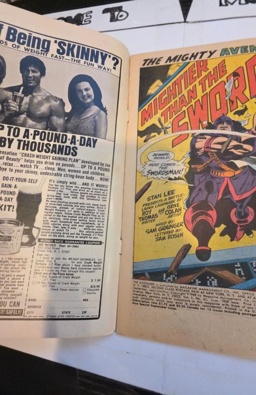 The Avengers #65 (1969) the sword man strikes see descript
