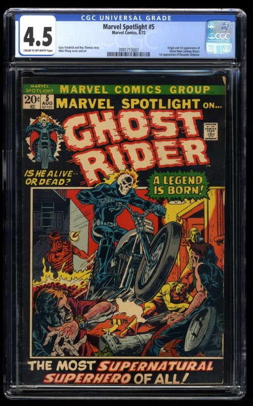 Marvel Spotlight #5 CGC VG+ 4.5 1st Ghost Rider!