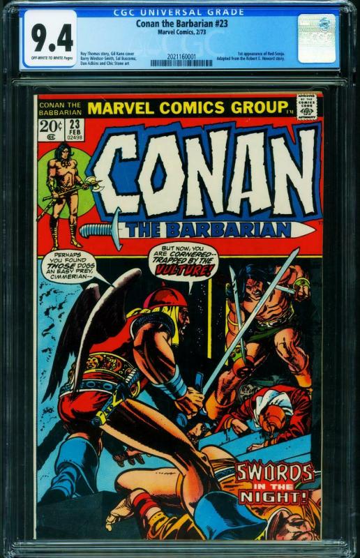 CONAN THE BARBARIAN #23 CGC 9.4 1973 First RED SONJA 2021160001