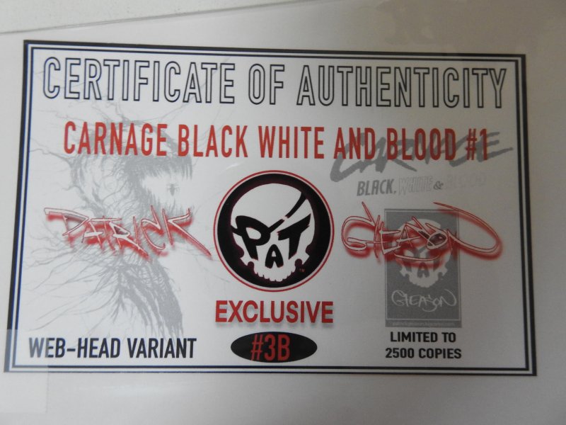 Carnage: Black, White & Blood #1 Patrick Gleason Webhead Cover (2021) W/ COA!