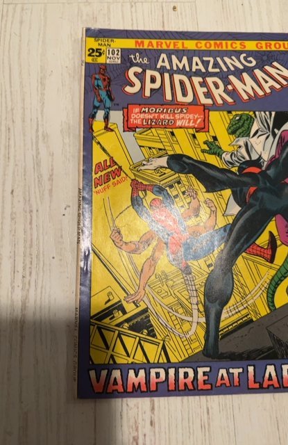 The Amazing Spider-Man #102 (1971)lizard, Morbius vs 6 armed spidey see descrp