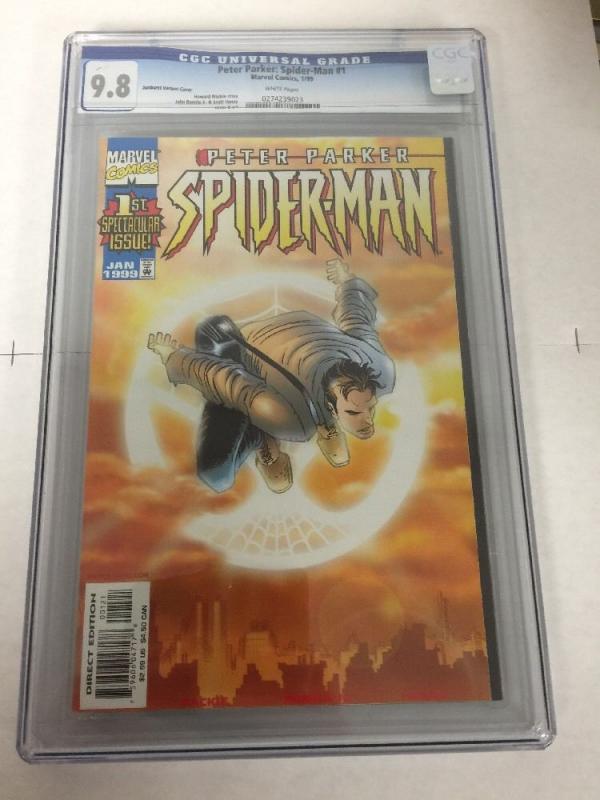 Peter Parker Spider-man 1 Sunburst Variant Cgc 9.8 White Pages