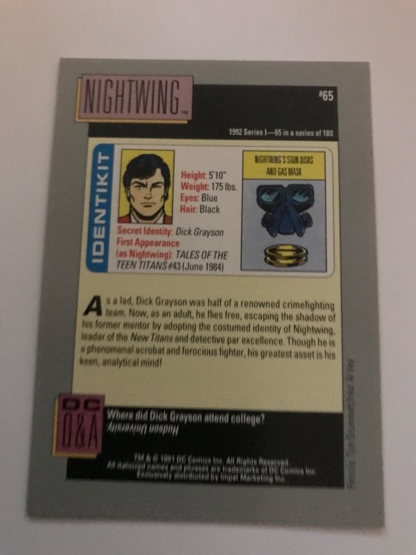 NIGHTWING #65 card : 1992 DC Universe Series 1, NM/M, Impel; Batman family