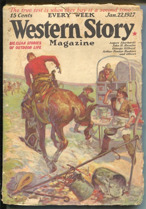 Western Stories 1/22/1927-chuck wagon cover-pulp fiction-G/VG