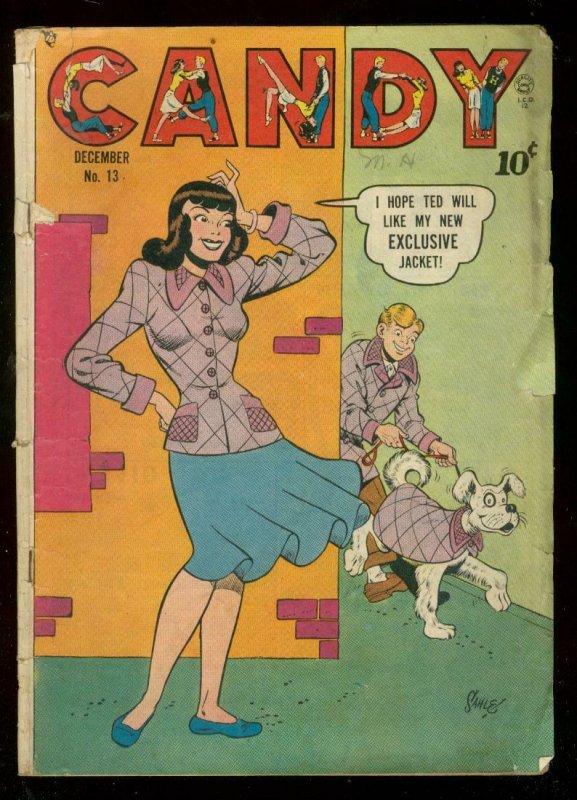 CANDY COMICS #13 1949-DOG COVER-ROMANCE-SAHLE ART G 