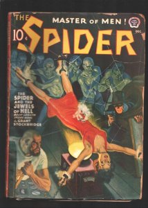 Spider 12/1940-Popular torture bondage cover-terrified woman spread & chained...
