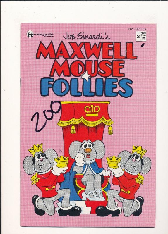 Renegade Press Comics - LOT- MAXWELL MOUSE FOLLIES #1-3,  VERY FINE (SIC244)