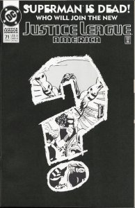 Justice League America #71 Question Mark Cover (1993) Wonder Woman