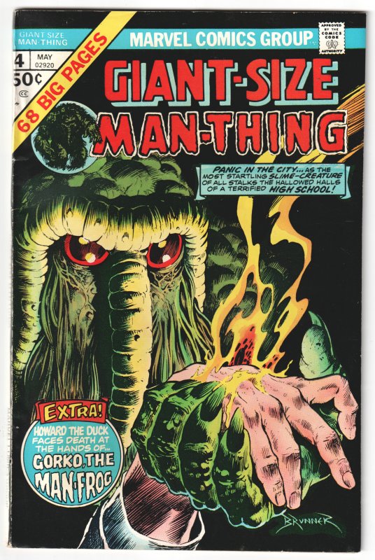 Giant-Size Man-Thing #4 (1975) 1st Howard the Duck solo story by Brunner!