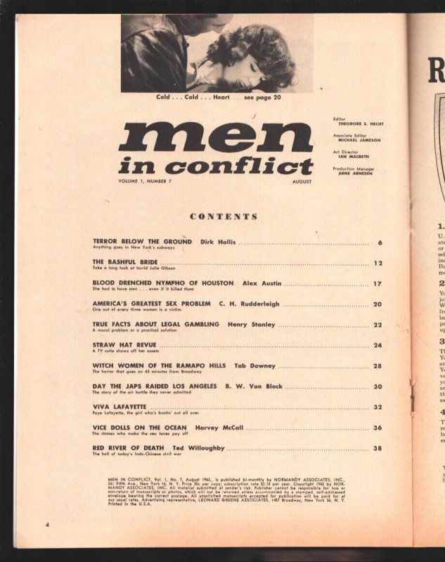 Men in Conflict #7  8/1962-Clarence Doore spicy babe cover-Vice-exploitation-...