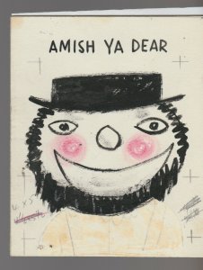 AMISH YA DEAR Cartoon Amish Man 4.5x5.5 Greeting Card Art #M1406