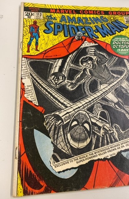 The Amazing Spider-Man #113 (1972)doc pick is back- small 1 inch tear last page