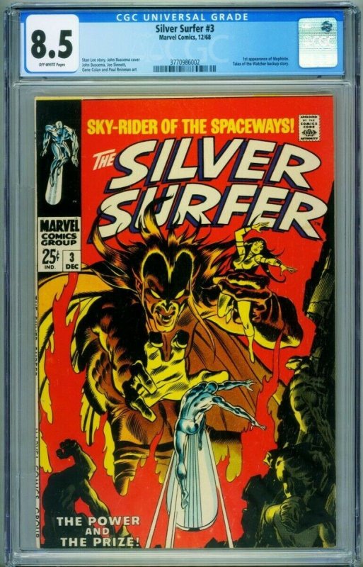 Silver Surfer #3 CGC 8.5 1968 silver age Marvel 1st Mephisto 3770986002