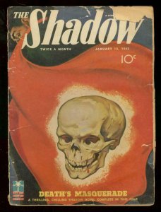 THE SHADOW JAN 15 1943- DEATHS MASQUERADE SKULL COVER G- 