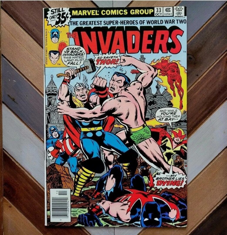 Invaders #27, 33, 35 (Marvel 1978) 1st HUMAN TOP + THOR, HITLER, Bucky, Toro