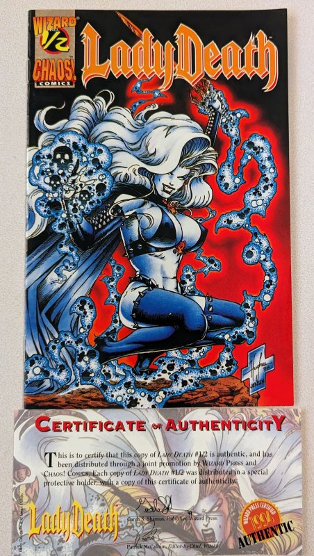 Lady Death #½ (1994) Wizard Velvet Plus Mail Away Cover With COA COA