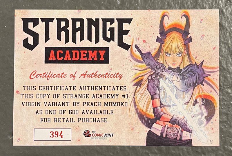 Strange Academy #1 Peach Momoko virgin variant (2020) 9.8 CGC signed & sketch