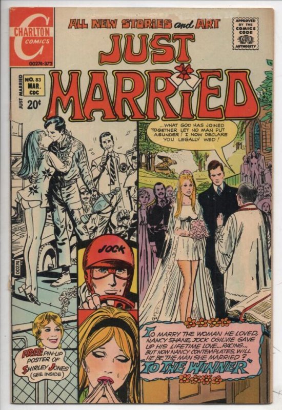 JUST MARRIED #83, VG-, Charlton, Shirley Jones, detached cover, 1972