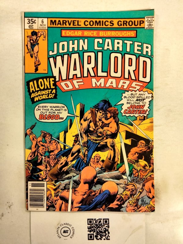John Carter Warlord of Mars #6 VF Marvel Comic Books Edgar Rice Burroughs 1 HH55