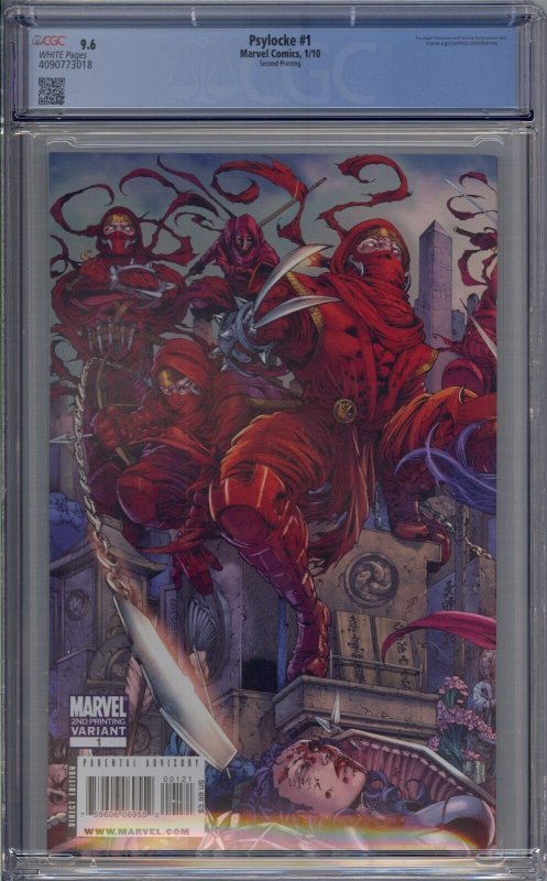 PSYLOCKE #1 CGC 9.6 HTF 2ND SECOND PRINTING WRAPAROUND COVER