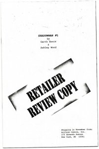 Shadowman #1 - Garth Ennis Retailer Review - 1996 (Grade 9.2+)