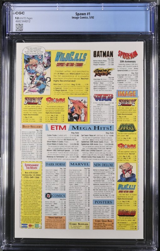 Spawn #1 (1992) CGC 9;.8 NM/M White Pages