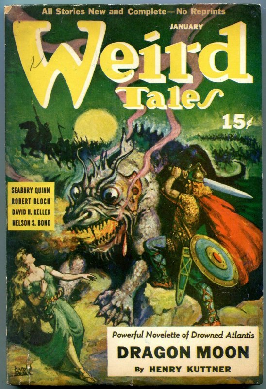 Weird Tales Pulp January 1941- Hannes Bok- Henry Kuttner- Great cover VG