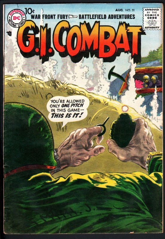 G.I. COMBAT #51 1958- dc war - GREY TONE COVER 