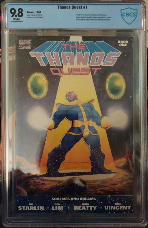 The Thanos Quest #1 9.8 CBCS 1st time Soul Gems are called Infinity Gems