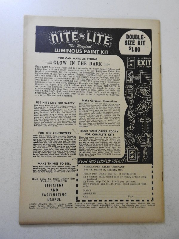 Police Comics #90 (1949) VG+ Condition 1 in cumulative spine split