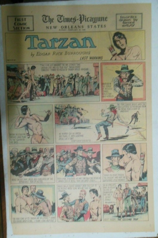 Tarzan Sunday Page #468 Burne Hogarth from 2/25/1940 Very Rare ! Full Page Size